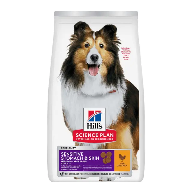 Hill's Science Plan Dog Adult Sensitive Stomach&Skin Medium Chicken 14kg