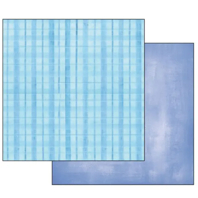 Χαρτί Scrapbooking Stamperia Διπλής Όψης - Blue Faded/Tartan - 31x30cm
