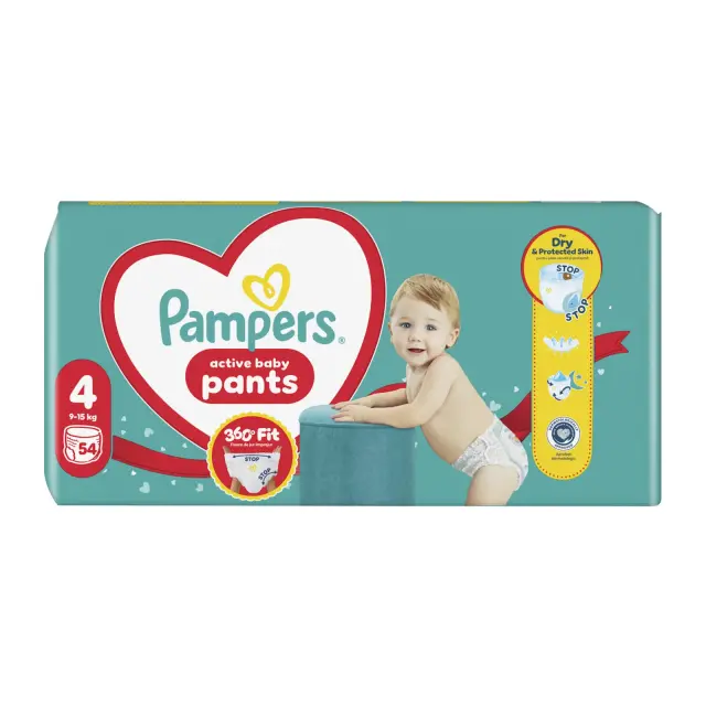 Pampers Πάνες Βρακάκι Active Baby Pants No. 4 για 9-15kg 54τμχ 2