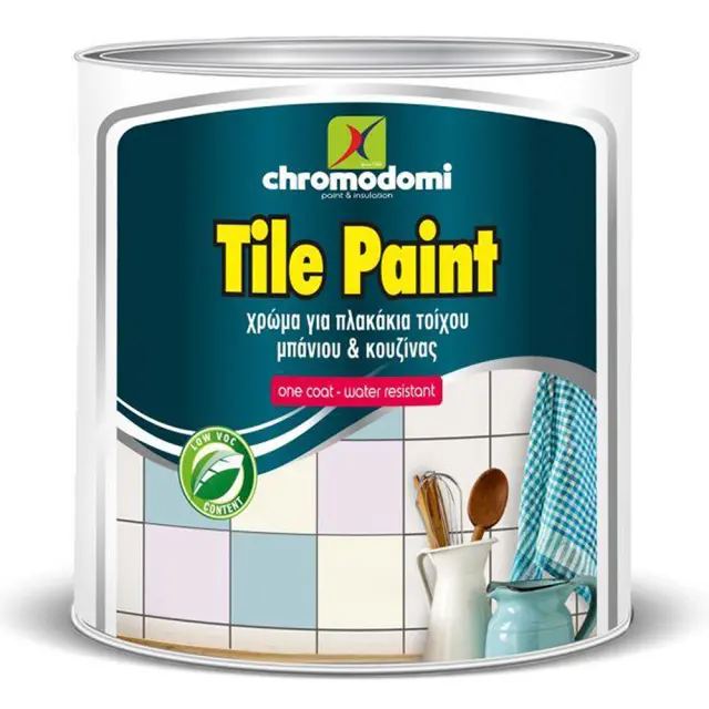 CHROMODOMI TILE PAINT ΛΕΥΚΟ XΡΩΜΑ ΓΙΑ ΠΛΑΚΑΚΙΑ ΤΟΙΧΟΥ ΜΠΑΝΙΟΥ & ΚΟΥΖΙΝΑΣ 750ML