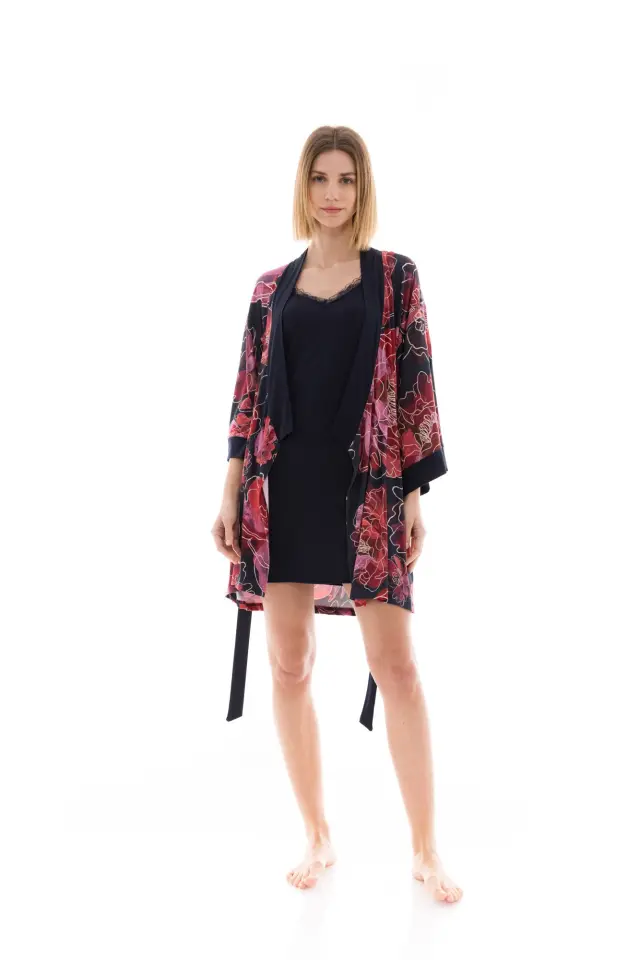 W1370 - Type - NIGHTGOWN SET 2PCS MAGENTA FLOWER - S
