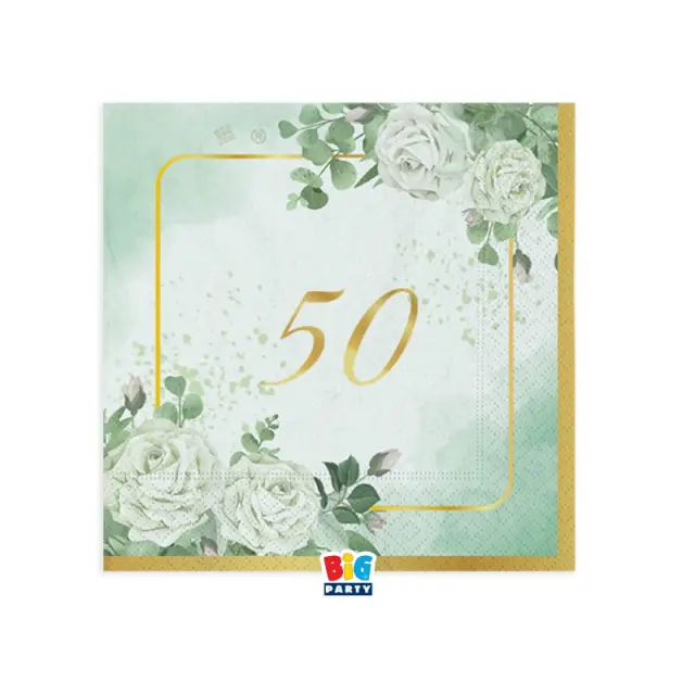 Χαρτοπετσέτες Γλυκού 50 Επέτειος Anniversary με Τριαντάφυλλα /16 τεμ