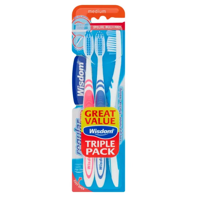 Wisdom Regular Plus Toothbrush medium x 3 οδοντόβουρτσες μεσαίας σκληρότητας