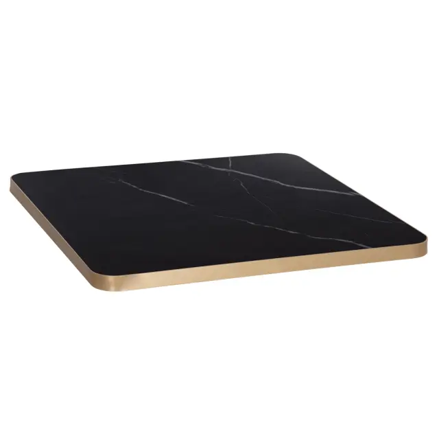 ΕΠΙΦΑΝΕΙΑ ΤΡΑΠΕΖΙΟΥ SINTERED STONE FB96655.13 BLACK MARBLE--ΠΛΑΙΣΙΟ ALU ΧΡΥΣΟ 80x80εκ.