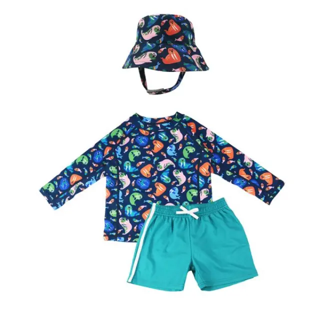 Zoocchini Σετ UV Μαγιώ Bucket Καπέλο Μπλούζα Walrus ZOO16018