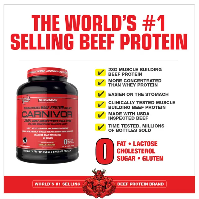 MuscleMeds Carnivor™ 100% Beef Protein Vanilla Caramel, 56 Servings 3