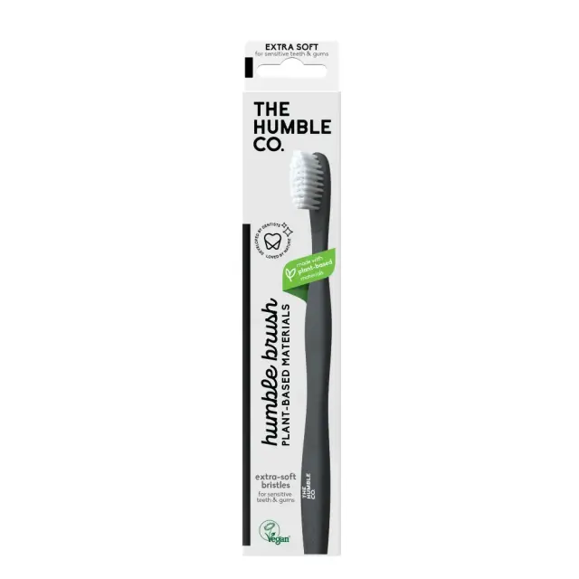 Humble Co Plant Based Toothbrush Extra Soft, Πολύ Μαλακή Οδοντόβουρτσα Φυτικής Προέλευσης Μαύρο/Άσπρο 1τμχ