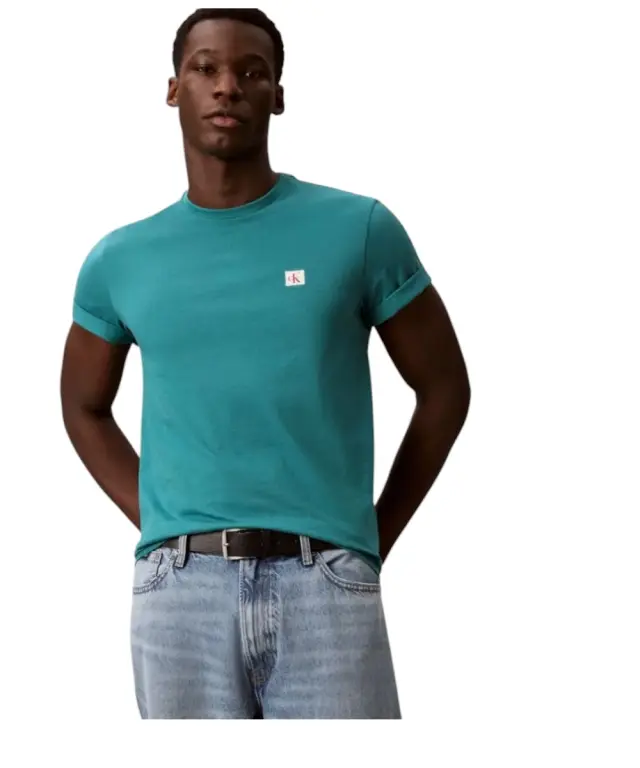 Calvin Klein - Ανδρικό T-shirt Cotton Badge Regular Fit LV04RC272G-8ZU Πετρόλ - XL
