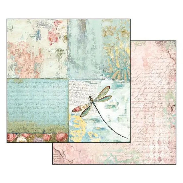 Χαρτί Scrapbooking Stamperia Διπλής Όψης - Wonderland Dragonfly - 31x30cm