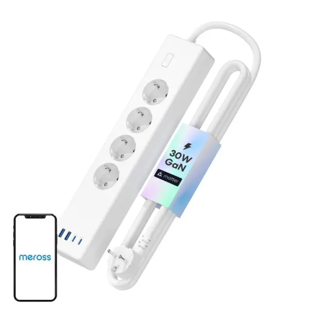 Meross MSP844(EU) , 4 + 2x USB-A + 2x USB-C (Matter)