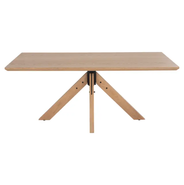 Τραπέζι Paolo MDF με καπλαμά φράξινου-πόδια RUBBERWOOD-φυσικό 180x90x75 εκ 3