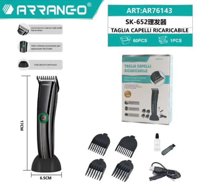 Επαναφορτιζόμενη Κουρευτική Μηχανή Arrango AR76143 2