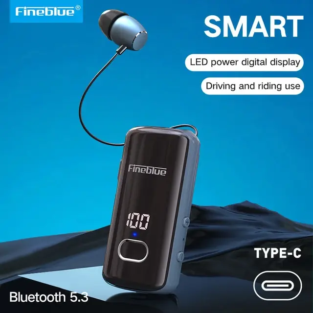 In-ear Bluetooth Handsfree ακουστικό Fineblue F580 Μαύρο με οθόνη