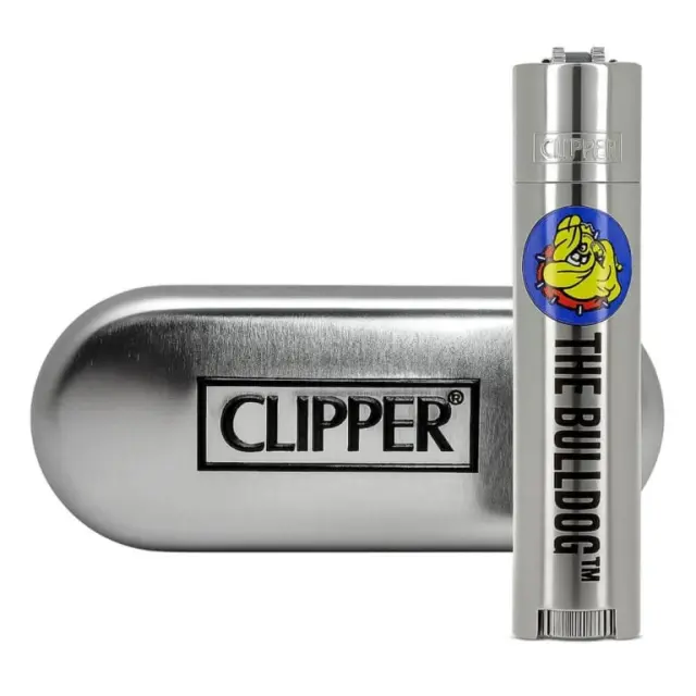Clipper The Bulldog Silver Metal Lighters + Giftbox