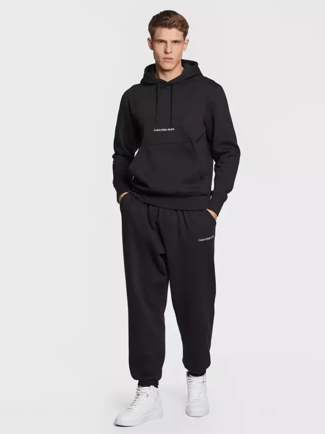 Calvin Klein - Ανδρικό Φούτερ με Κουκούλα και Τσέπες Institutional J30J322894-BEH Μαύρο - XL 2