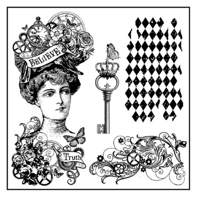 Σφραγίδα Stamperia Εύκαμπτη HD - 10x10cm - Time is an Illusion Steampunk Lady