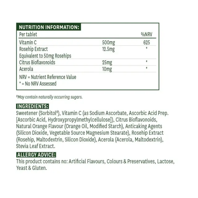 Natures Aid Vitamin C 500mg Chewable - Orange Flavour 2