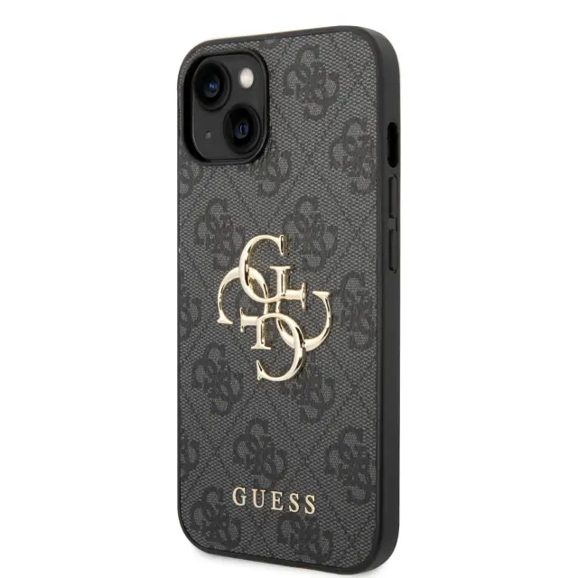 Guess PU 4G Metal Logo Case for iPhone 15 Grey 2
