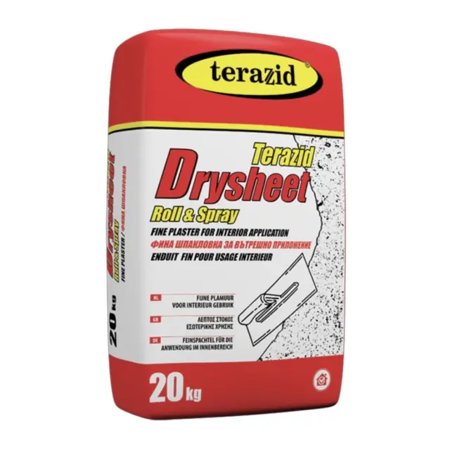 Monotex Terazid Drysheet Λεπτόκοκκος στόκος εσωτερικής χρήσεως για λείους τοίχους 20 kg / DRYSHEET