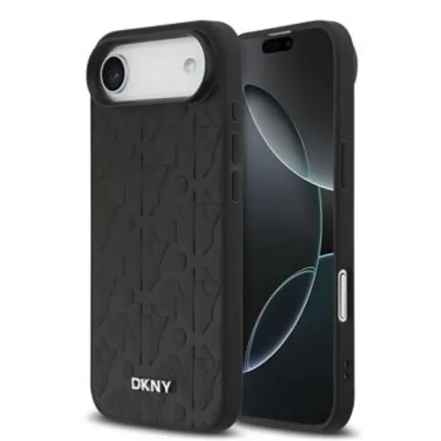 DKNY PU Leather Grid Pattern Magsafe Case for iPhone Air Black