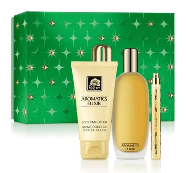 Clinique Γυναικείο Αρωματικό Σετ Δώρου Σετ: Aromatics Elixir Perfume Spray 100ml + Aromatics Elixir Body Smoother 75ml Travel Size + Aromatics Elixir Perfume Spray 10ml Travel Size