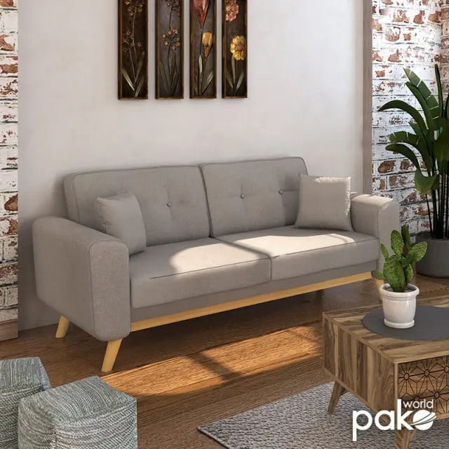 Καναπές-κρεβάτι Carmelo pakoworld με μπεζ-γκρι ύφασμα 214x80x86εκ 2