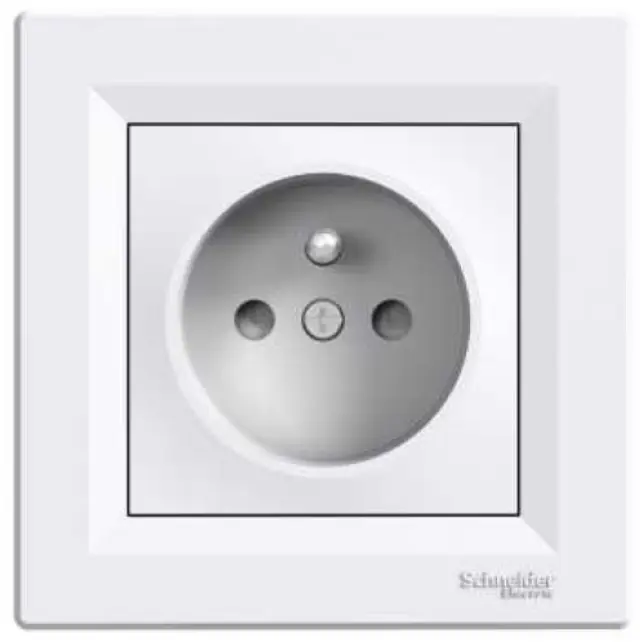 Asfora - single socket outlet with pin earth - 16A shutters white