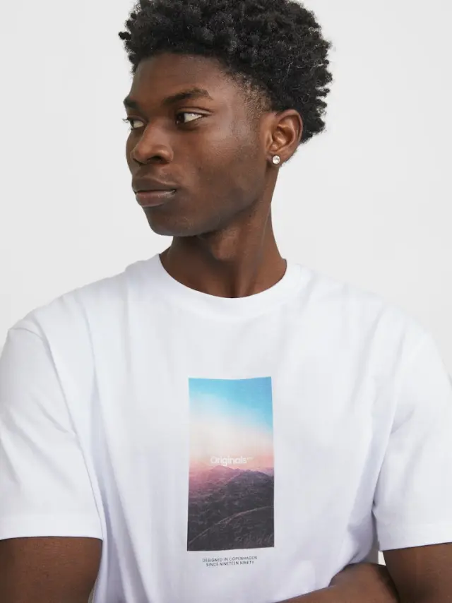 JORVESTERBRO PICTURE TEE SS CREW NECK SN bright white 2