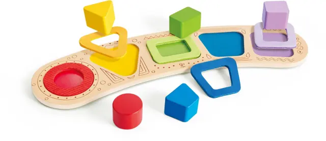 Hape Happy Puzzles Ξύλινο Παζλ Γεωμετρικά Σχήματα & Χρώματα