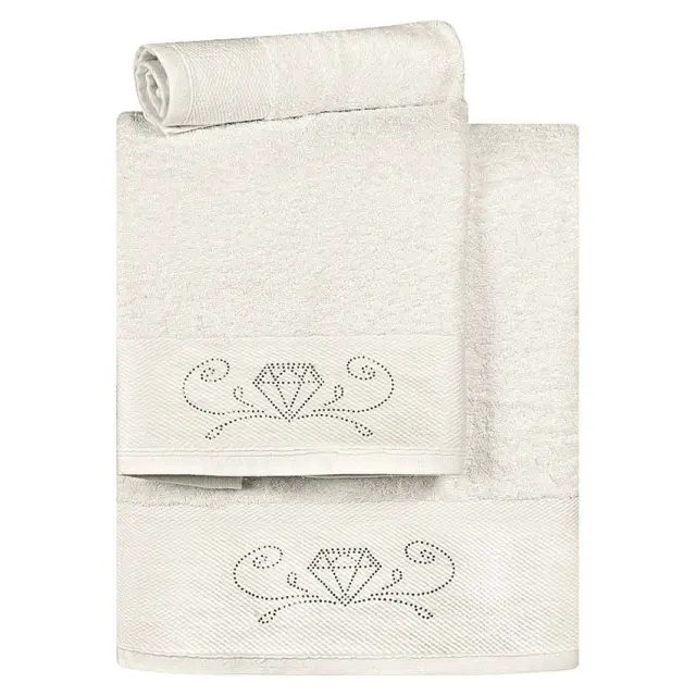 Νυφικές Πετσέτες Σετ 3 Τεμ 30x50-50x90-70x140 500gsm Beauty Home 3177 Εκρού 100% βαμβακερό