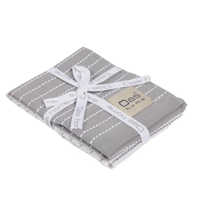 Πετσέτες Κουζίνας Σετ 2Τεμ 30x50 Das Home 0824 Grey-White 100% βαμβακερό 2
