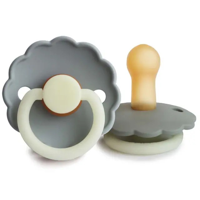 Σετ 2 Πιπίλες Latex Νυκτός FRIGG Daisy French Gray/Portobello 6-18 Μηνών Baby Oliver