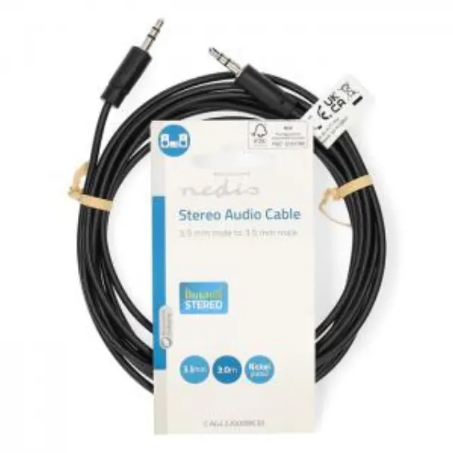 Καλώδιο ήχου 3,5mm αρσ. Stereo - 3,5mm αρσ. Stereo, 3.00m σε μαύρο χρώμα. 3