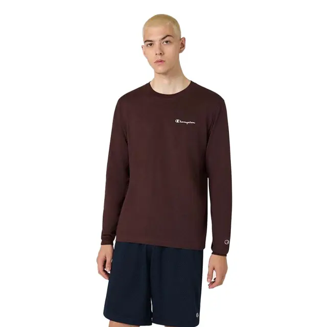 Champion Men's Standard Fit Chest Logo Longsleeve T-Shirt Καφέ 221799-MS570 (Champion)