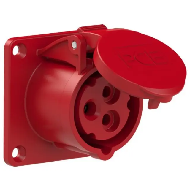 CEE-flanged socket straight (70x70mm) 16A 3p 9h IP44/IP54