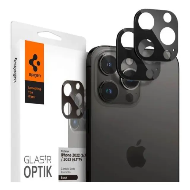 Tempered Glass Full Face Spigen για Τζαμάκι Κάμερας Apple iPhone 14 Pro/ 14 Pro Max/ 15 Pro/ 15 Pro Max/ 16 Pro/ 16 Pro Max/ 17 Pro/ 17 Pro Max Glas.tR Optik Μαύρο (2 τεμ.) N60090