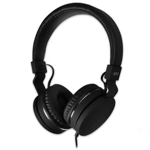 Ενσύρματα on-ear ακουστικά με μικρόφωνο, σε μαύρο χρώμα.
