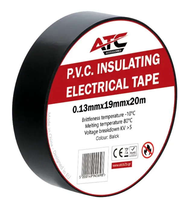 ATC Μονωτική Ταινία PVC Μαύρο 0.13mmx19mmx20m 20.007.0001