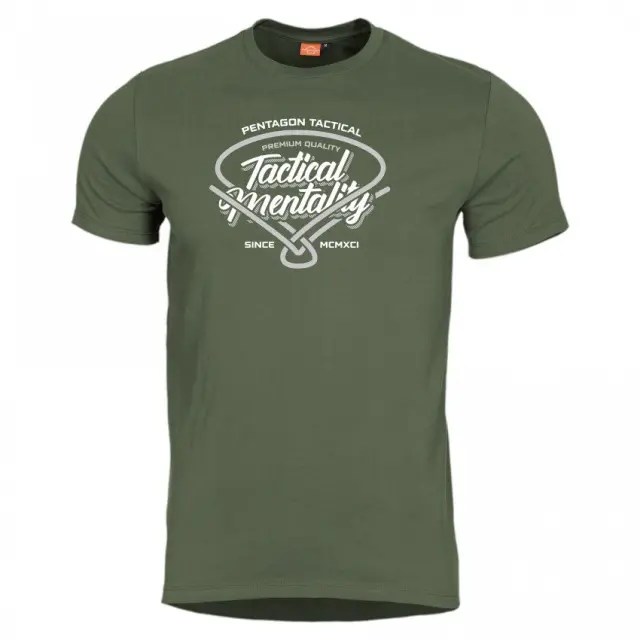 Pentagon Ageron "Tactical Mentality" T-Shirt-Μπλουζάκι Μακό για Τακτική - Καθημερινή Χρήση - 06-Χακί-Olive Green