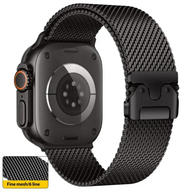 Umbrella Buckle Milanese Λουράκι για AppleWatch 44/45/46/49mm-Black OEM