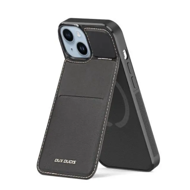 Θήκη Δερμάτινη Dux Ducis Apple iPhone 15 Plus Rafi Mag 3 σε 1 MagSafe RFID Blocker με Stand Μαύρο N62465