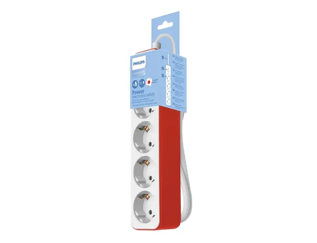 Πολύπριζο Ασφάλειας Philips CHP2145R/GRS - 4 Sockets - 1.5 m - KόκκινοCHP2145R/GRS 2