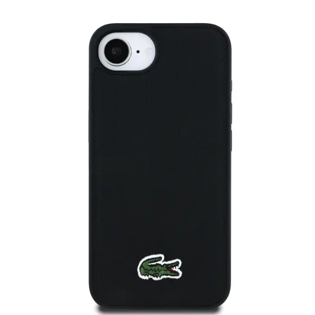 Lacoste Iconic Petit Pique Woven Logo MagSafe Case for iPhone 16e/17e Black 3
