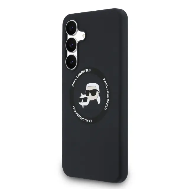 Karl Lagerfeld Liquid Silicone K&CH Heads MagSafe Case for Samsung Galaxy S25 FE Black 2