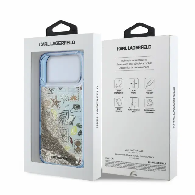 Karl Lagerfeld® Liquid Glitter Beach Θήκη για iPhone 17 Pro Max/18 Pro Max- Blue. 3