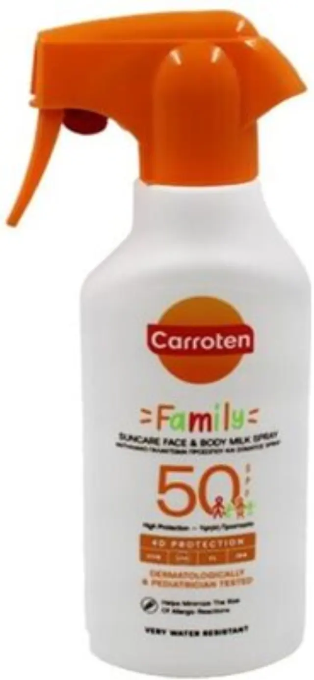 Carroten Αντηλιακό Γαλάκτωμα Σπρέι για την Οικογένεια Προσώπου & Σώματος SPF50, 270ml