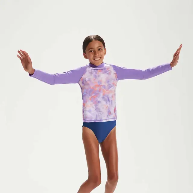 Speedo Girl's Printed Long Sleeve Rash UV Protection Top Μωβ 81303814496 (Speedo)