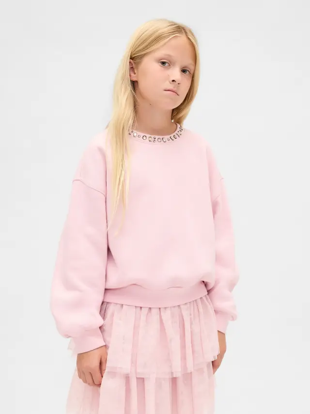 Παιδικό Embellished Dolman Φούτερ Pure pink