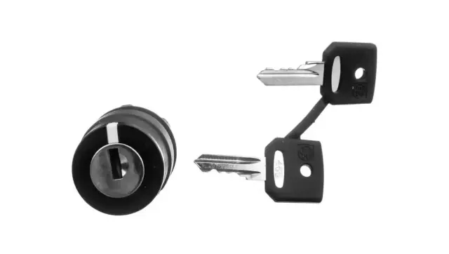 Harmony XB5, Key switch selector head, plastic, black, Ø22, key n°455, 2 positions, spring return right to left