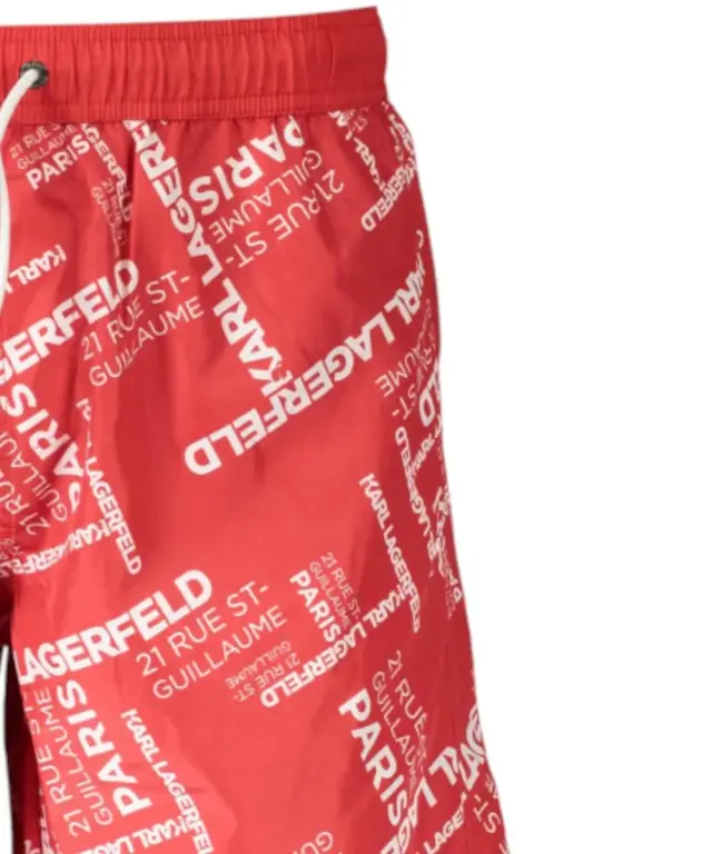 Karl Lagerfeld - Ανδρικό Μαγιό Σορτς με Logo KL20MBL01-RED Κόκκινο 3